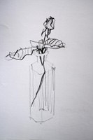 Sketch Antikes Glas mit Rose